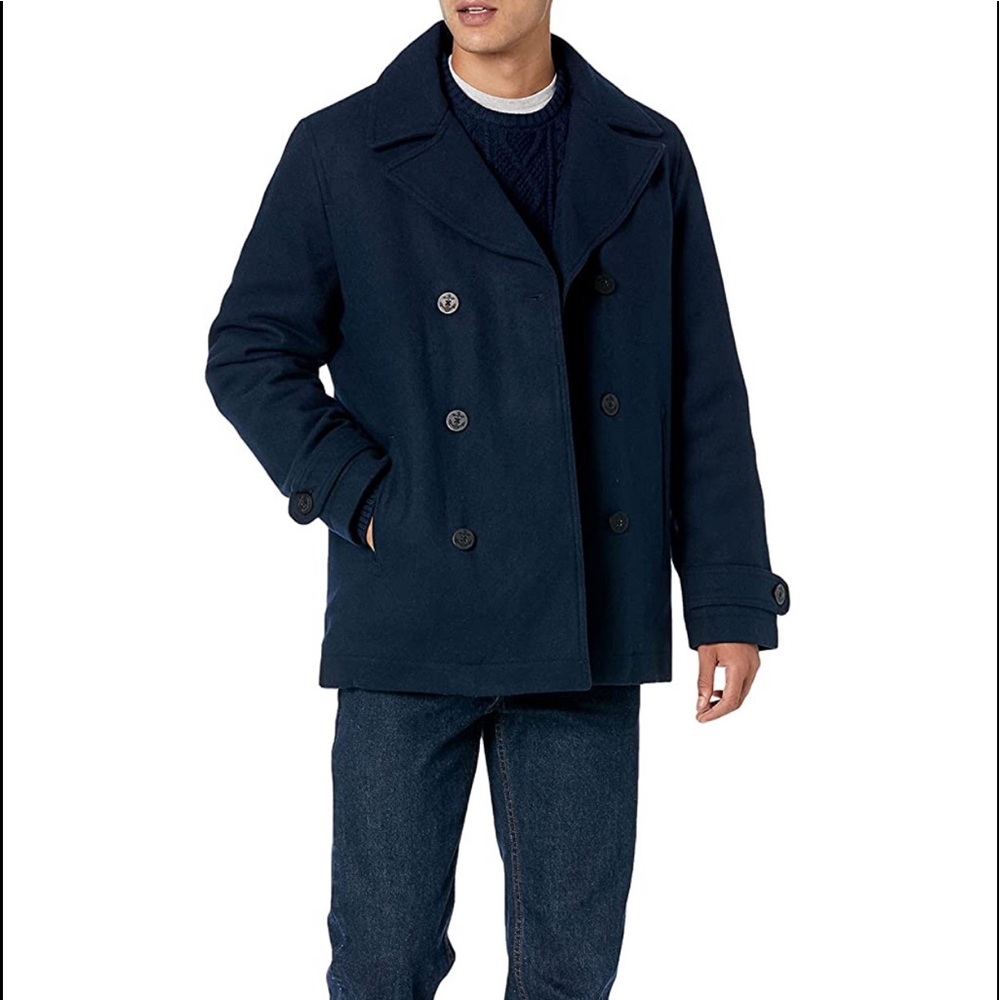 ⚓️Amazon Essentials Men’s Classic Pea Coat – Tweed Wool Blend – New Without Tags